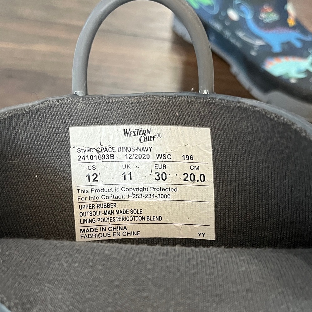 Western Chief Space Dinosaur Navy Rain Boots - Picture 2 of 7